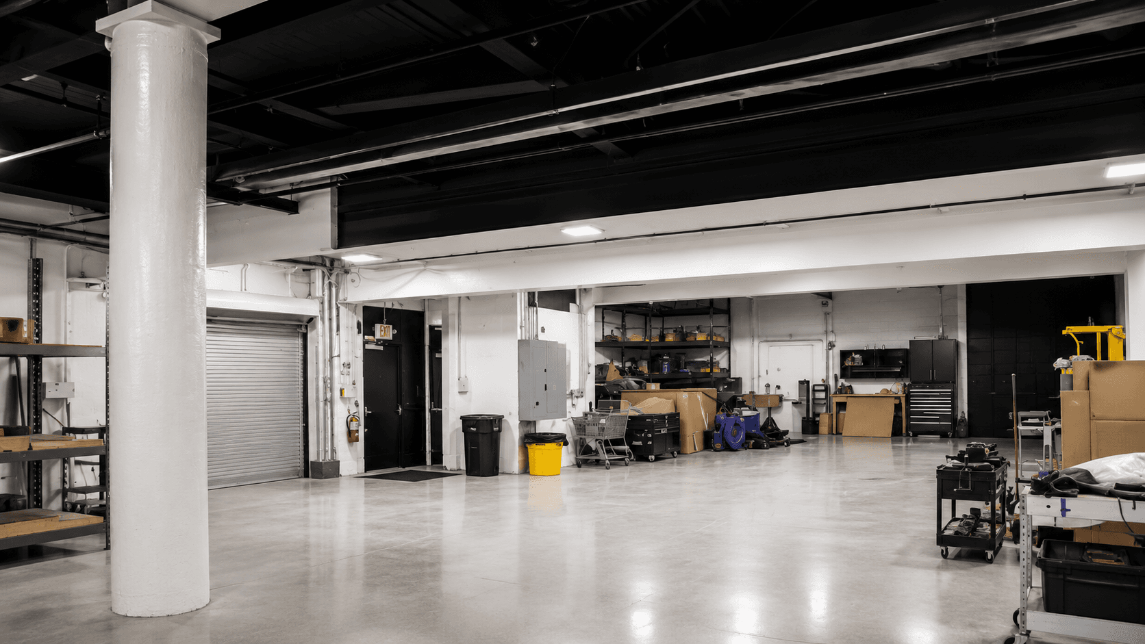 A PMD Garage service bay at night